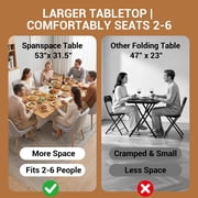 Spanspace Folding Dining Table with Larger Tabletop(53 × 31.5), Drop Leaf Design, 6 Wheels and 2-Layer Storage Shelves, Space Saving Multi-Functional Kitchen and Dining Table, White