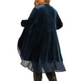 thumbnail image 3 of Agnes Orinda Women's Plus Size Cardigan Ruffled Asymmetric Open Front Long Velvet Jackets 1X Dark Blue, 3 of 6