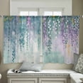thumbnail image 4 of Green Botanical Sheer Curtains 54 Inches Length 2 Panels Set, Window Sheer Curtains for Living Room/Bedroom, Watercolor Spring Floral Oil Painting Elegant Light Filter Rod Pocket Curtain 52''x54''x2, 4 of 7
