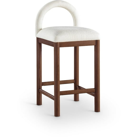 Meridian Furniture Conrad Cream Linen Textured Fabric Counter Stool