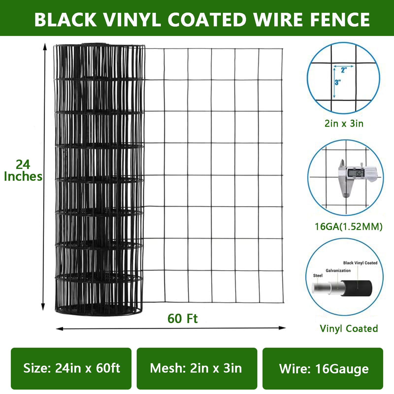 Hardware Cloth 24 in x 60 ft, 16 Gauge 2" x 3" Welded Wire Fencing Mesh Roll, Chicken Wire Fence with Cutting Plier & Gloves for Garden, Coop & Pet Enclosures