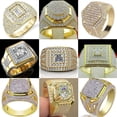 thumbnail image 2 of Anillos con incrustaciones de cristal para hombre y mujer, joyería de moda europea y americana para banquete y negocios, 2 of 4