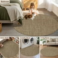thumbnail image 6 of Vintage Brown Large Area Rugs for Bedroom Living Room, Soft Non Slip Carpet Bedside Rug, Farmhouse Retro Dark Solid Color Linen Texture Round Floor Cover Kitchen Accent Rug 8' for Dining Room/Office, 6 of 9
