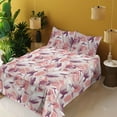 thumbnail image 2 of Ambesonne Leaves Pattern Fitted & Flat Sheet with Sham 3 Pcs Set, Grunge Leafy Artwork, Twin XL, Coral Plum Eggshell, 2 of 5