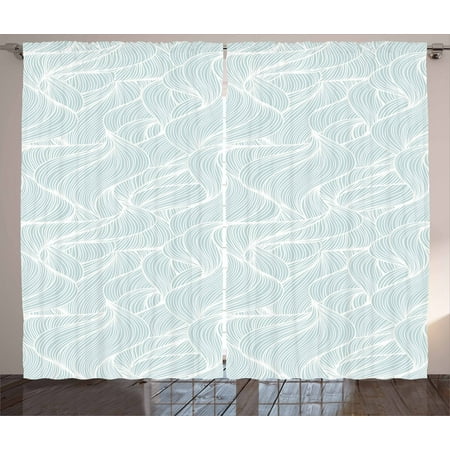 Blue And White Curtains 2 Panels Set Contemporary Ocean Storm