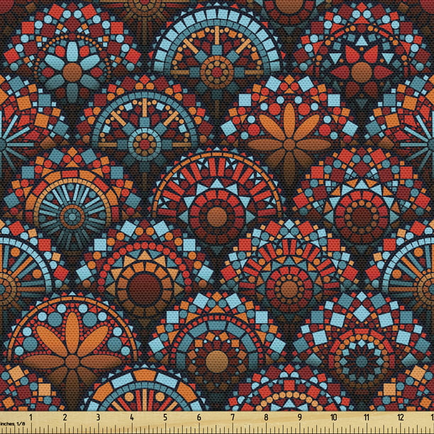 kom sammen sommer Kan ikke Mandala Sofa Upholstery Fabric by the Yard, Geometric Oriental Floral  Patterns Form Art Image Illustration, Decorative Fabric for DIY and Home  Accents, Scarlet Orange Blue by Ambesonne - Walmart.com