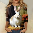 thumbnail image 2 of MuXiKeJi Clothes Easter Shirts for Teen Womens Easter Day Easter Print 3/4 Sleeve T Shirts Crew Neck Trendy Blouse Going Out Summer Outfits, 2 of 4