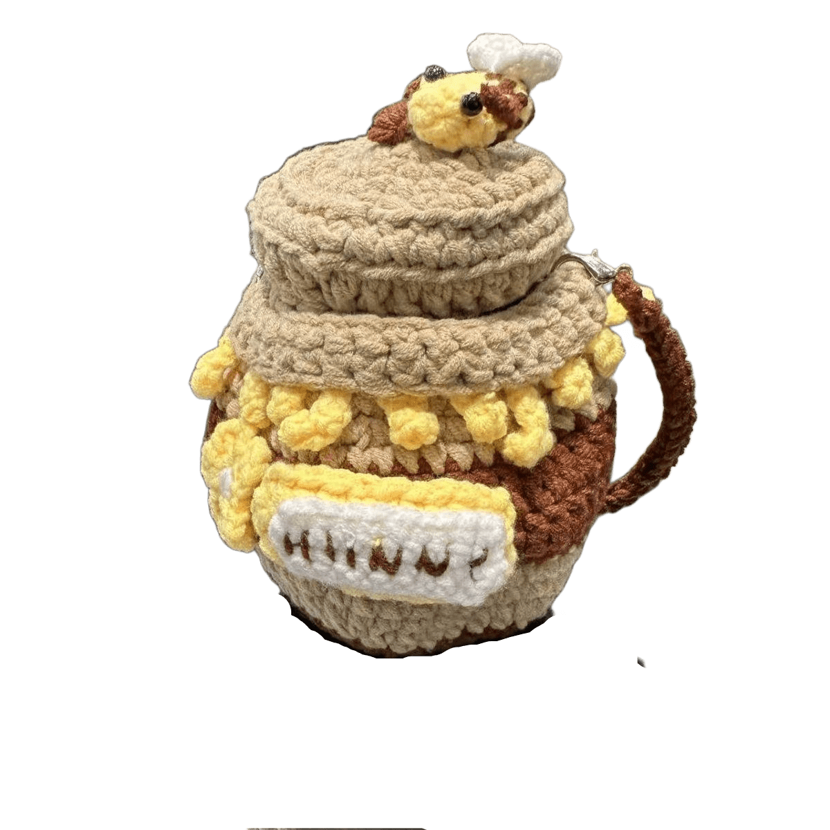 6"x4.7"Lovely Creative Cute Honey jar-shaped Shoulder Storage Crochet Drawstring Bags for Small Cotton Handbag, Coin Purse Pouch, Knitting Change Wallet, Earbuds Protective Case, Gift