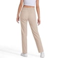thumbnail image 4 of Conairie School Uniform Pants for Girls Straight Leg Elastic Waist Relaxed Fit Kids Dress Pants Classic Twill Trousers with Pockets Beige, 4 of 5
