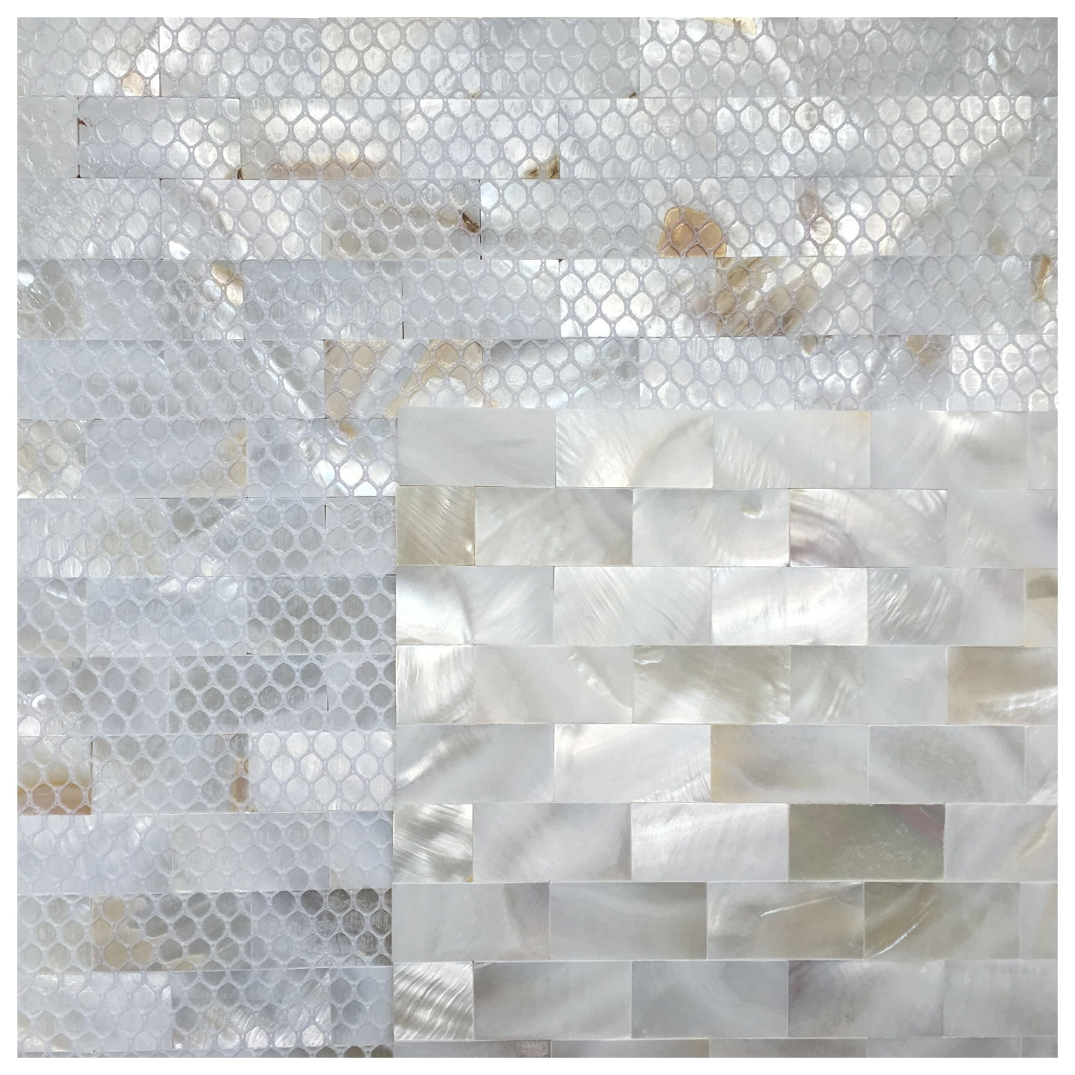 Art3d Rectangle White Seamless 12 in. x 12 in. Mother of Pearl Tile (1-Pack)