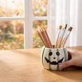thumbnail image 3 of Halloween Ceramic Pumpkin Candle Holders, Striped Jack O Lantern Mini Planter Decor for Fall Tabletop, 3 of 7