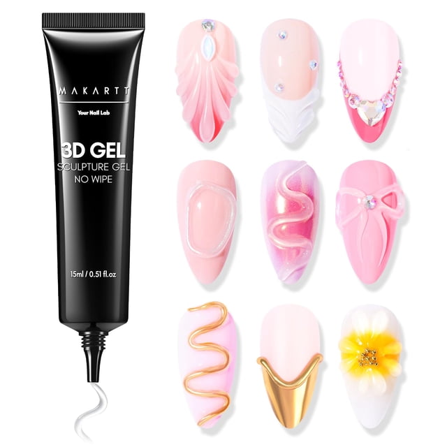 Pegamento de gel 3D para esculpir uñas, 15 g, no se limpia con un paño