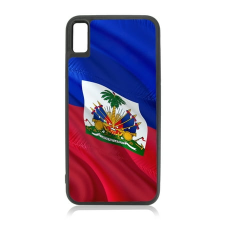 Haiti Accessories Flag Haiti - Waving Haitian Flag Print Design Black Rubber Case for iPhone XR - iPhone XR Phone Case - iPhone XR Accessories ()