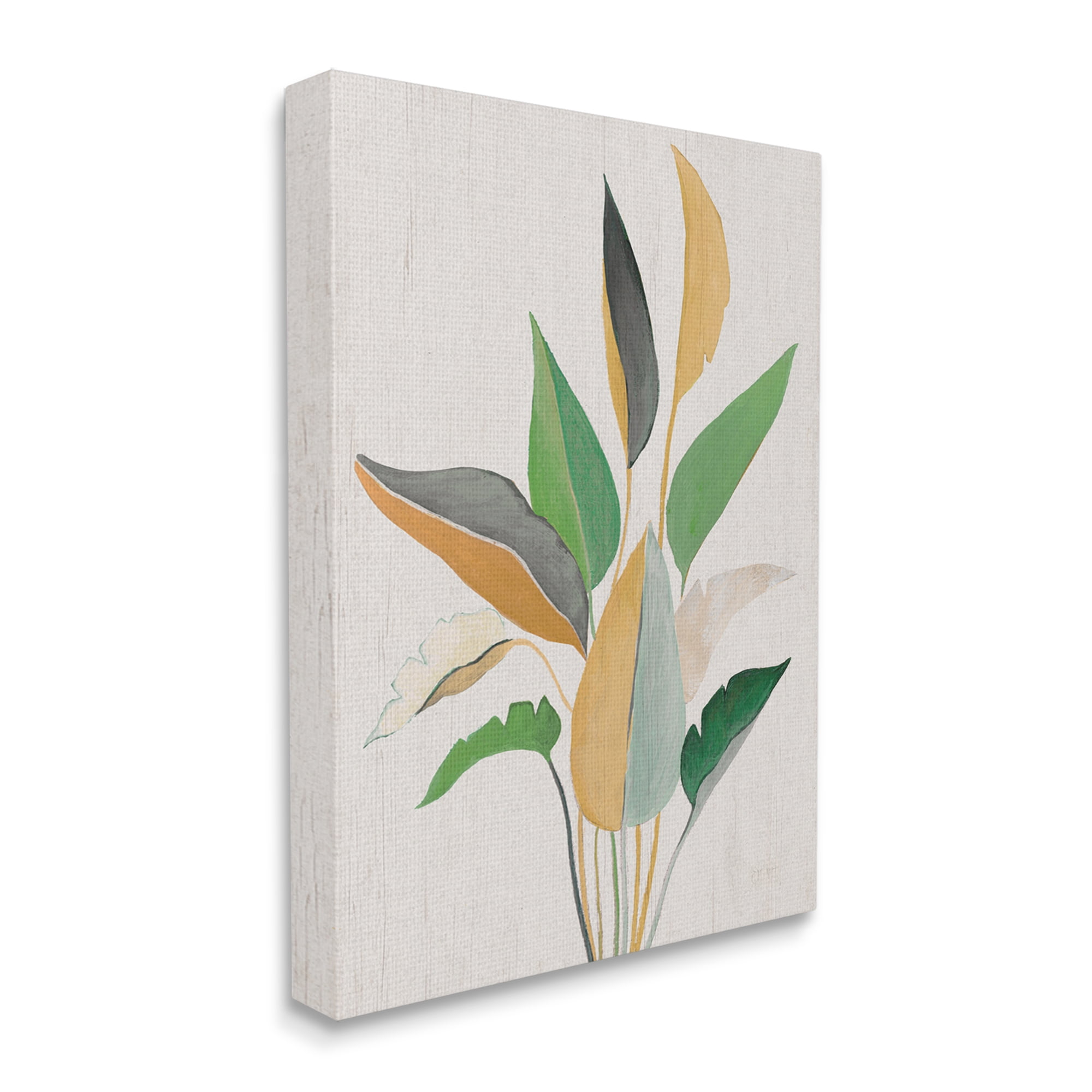 Stupell Industries Neutral Botanical Leaves Botanical & Floral Painting Gallery Wrapped Canvas Art Print Wall Art, 30 x 40
