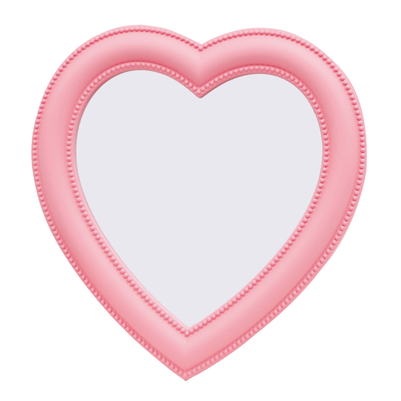 Pink Love Heart Shaped Mirror Desktop Makeup Mirrors Wall Mounted Double Use for Home Bedroom Dormitory Bathroom Decor
