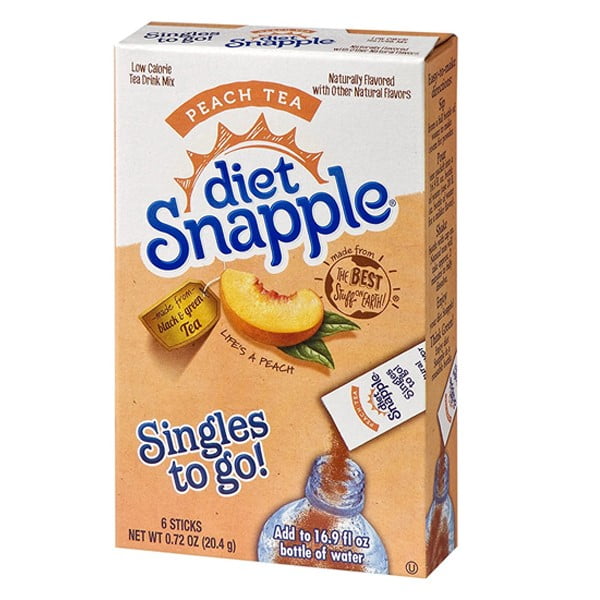 Snapple Diet Peach Tea Iced Tea Singles To-Go - 6 Packets