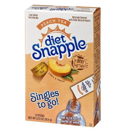 (4 pack) Snapple Diet Peach Tea Iced Tea Singles To-Go - 36