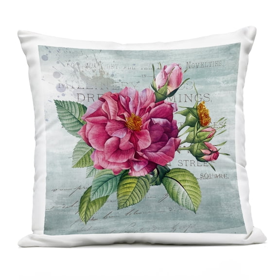 Stupell Industries Pink Garden Flower over Rustic Design by Susan Arnot Outdoor Printed Pillow