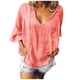 thumbnail image 1 of Blusa sólida Wmkox8yi moda mujer verano casual 1/2 manga cuello redondo, 1 of 8