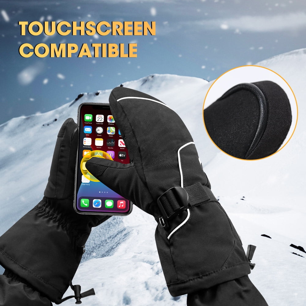 Savior Heat 7.4V 2200 mAh Rechargeable Battery Heating Gloves, Winter Warmth and Cold Protection Heated Ski Mittens Gloves