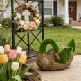 thumbnail image 6 of A Resin Flocked Rattan Look Decorative Ornament With Layered Detailing For Garden Courtyard Living Room Shelf And Home Decoration 10.24X6.69X5.91In 1.92Lb, 6 of 7