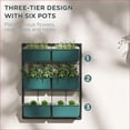 thumbnail image 3 of Planter 3-Tier Self-Draining Wall Mounted 6-Pot Vertical Planter for Indoor Outdoor, Modern | Sage Green | Steel, 3 of 8