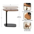 thumbnail image 5 of Kate and Laurel Adamas Transitional Adjustable-Height C-Table, 16 x 22 x 28, Walnut Brown and Black, Modern Rounded Indoor Metal C-Shaped End Table with Organic Shape for Use as Overbed Table, 5 of 9