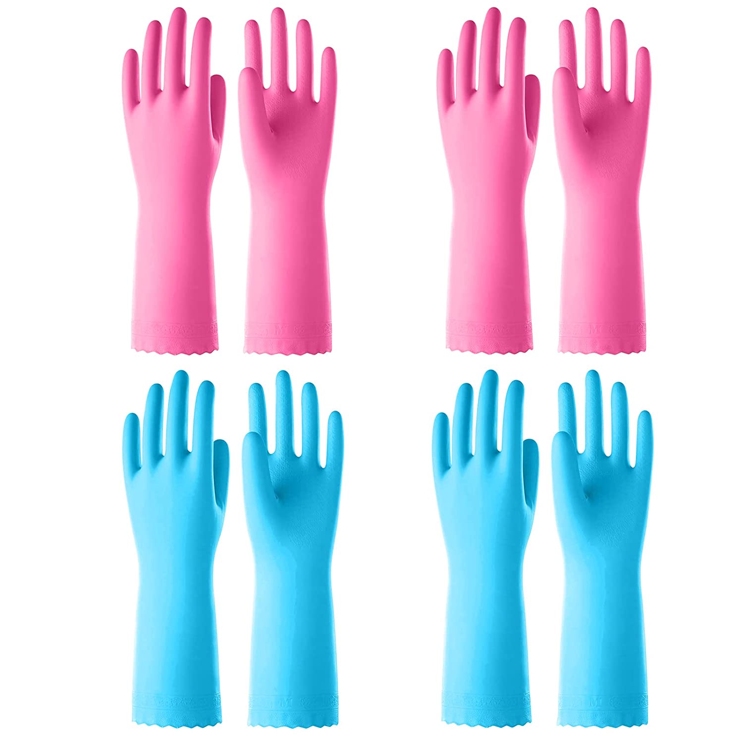 4 Pairs kitchen Cleaning Gloves Can Reusable with Cotton Flocked Liner