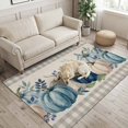 thumbnail image 2 of Area Rugs 4'x6'. Blue White Pumpkin Fall Carpet Runner Indoor Outdoor Rugs Home Decor Aesthetic, Thanksgiving Eucalyptus Retro Non Slip Mats Washable Accent Rug for Living Room Bedroom, 2 of 7