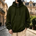 thumbnail image 2 of JSheng Men's Oversized Hoodies Pullover Long Sleeve Drawstring Sweatshirt with Pocket Fall Winter Casual Solid Loose Sweatshirts Z-Army Green L, 2 of 5