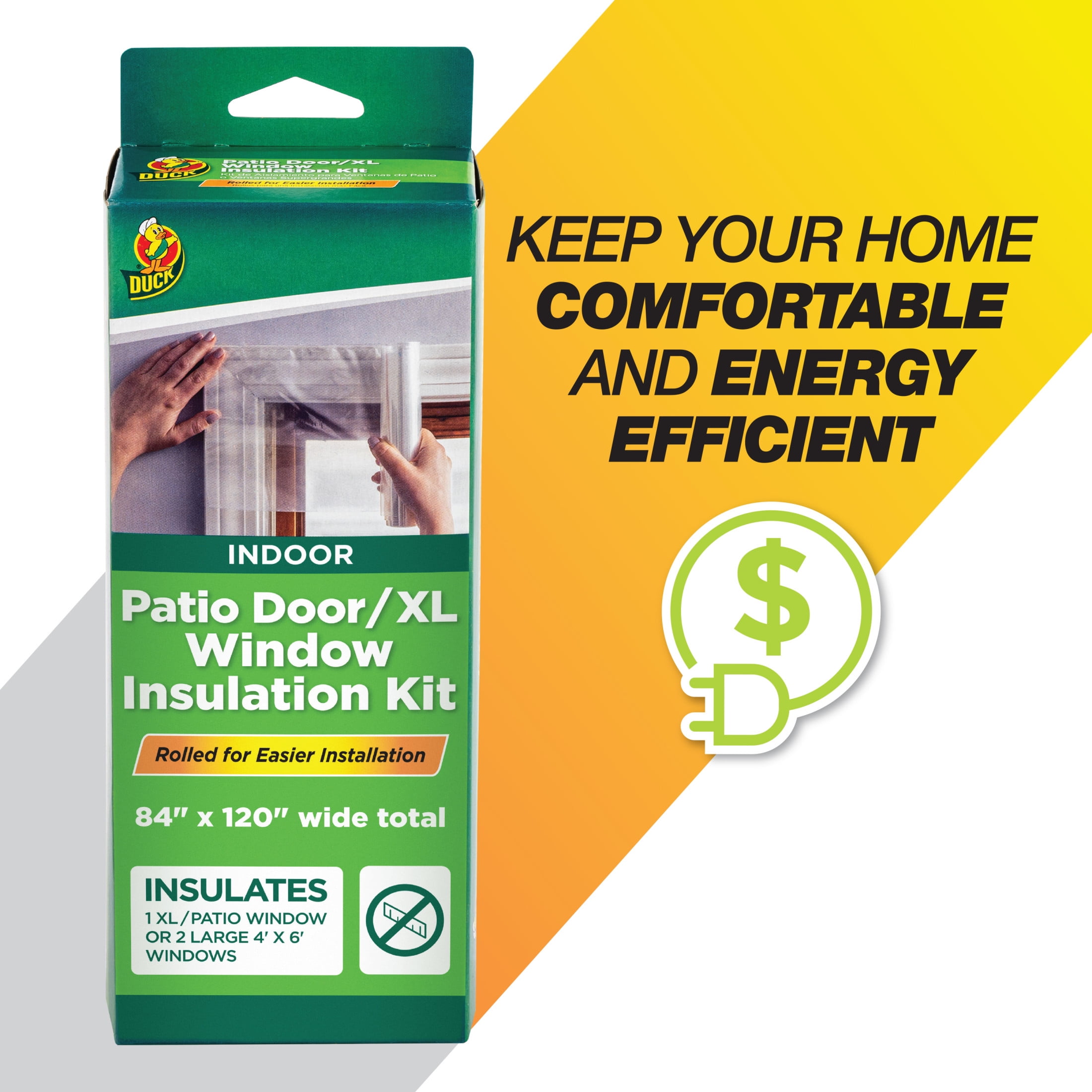 (2 pack) Duck Brand 84 in. x 120 in. Rolled Window Insulation Film Kit, Fits Patio Doors or XL Windows