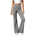 thumbnail image 3 of UKHCCC Women's Yoga Pants Flared with Pockets High Waisted Solid Trousers Casual Workout Lounge Bootcut Stretchy Cotton Soft Comfortable Daily Activewear S-2XL, 3 of 9