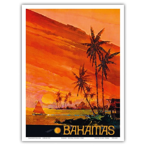 Bahamas - National Airlines - Vintage Airline Travel Poster c.1960s - Master Art Print (Unframed) 9in x 12in