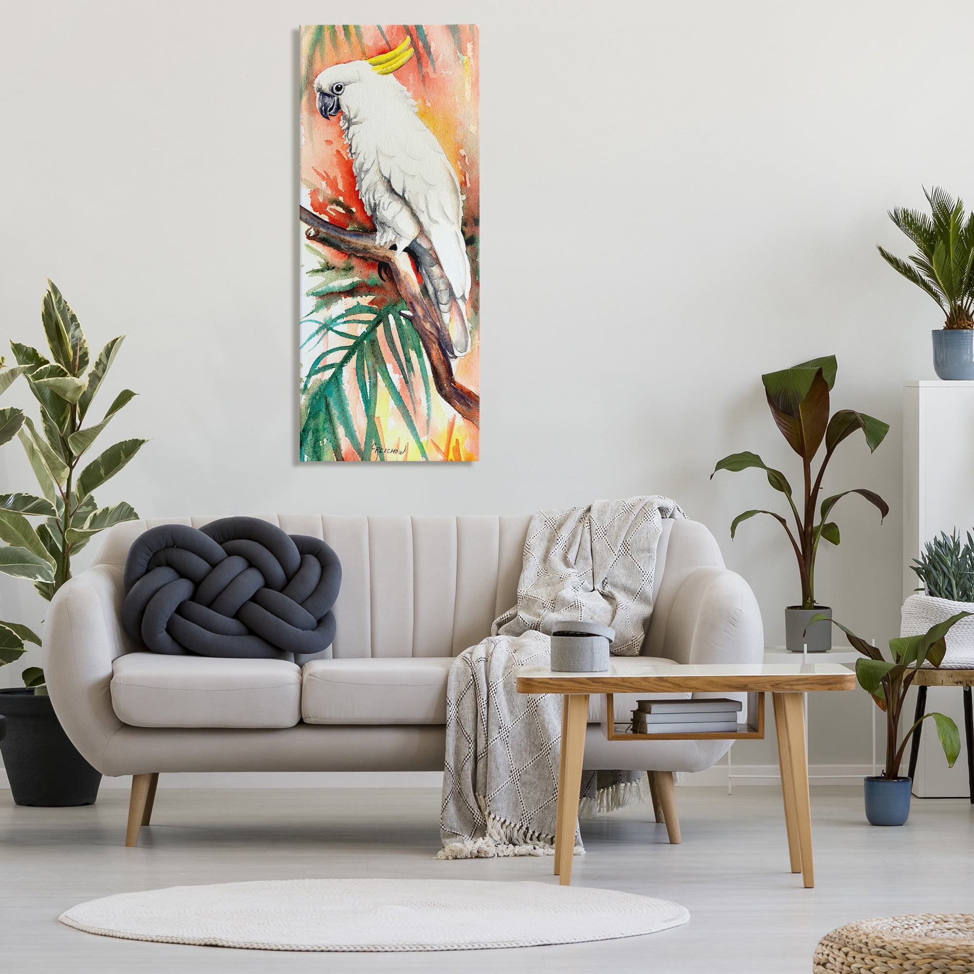 Stupell Industries Cockatoo in Rainforest Animals & Insects Painting Gallery Wrapped Canvas Art Print Wall Art, 20 x 48