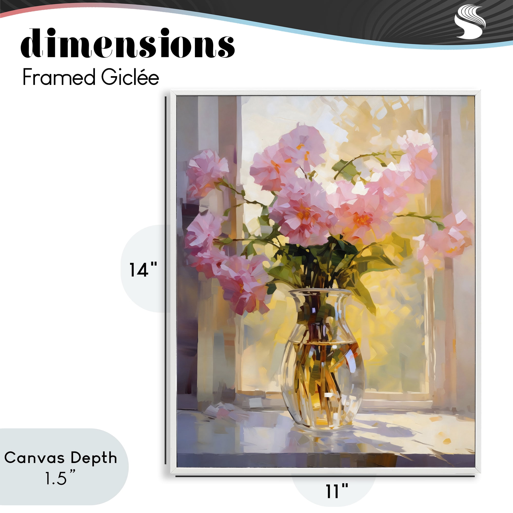 Stupell Industries Pink Flowers in Sunlit Vase White Framed Giclee Art, design by Creative Studio