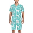 thumbnail image 5 of joogoo Men's Pajama Set Deers on Blue V-Neck Pj Shorts Set 2 Piece Loungewear Sleepwear XL, 5 of 7