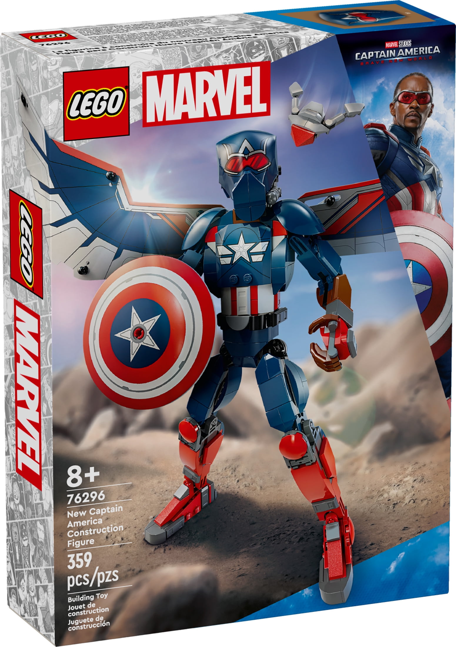 LEGO Marvel New Captain America Construction Figure - Buildable Action Figure - Birthday Gift for Boys and Girls Ages 8+ - Avengers Super Heroes Toy for Kids - 76296