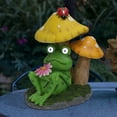 thumbnail image 2 of Alpine Corporation 12"H Frog Mushroom Statue with Solar Light-Up Eyes, 2 of 5
