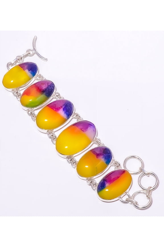 Rainbow Quartz Gemstone 925 Sterling Silver Jewelry Bracelet 7.99" T93, Gemstone Jewelry, Birthday Gift, Beautiful Jewelry For Woman & Girls