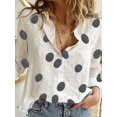 thumbnail image 1 of Camisas elegantes de lino y algodón para mujer, Blusas informales con solapa y botones, Blusas holgadas de manga larga para primavera y verano, 1 of 5
