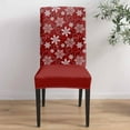 thumbnail image 4 of Christmas Chair Covers, Snowflake Winter Red White Vintage Stretch Parsons Chair Slipcovers Removable Kitchen Chair Protector Cover for Dining Room， Set of 4, 4 of 5