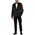 thumbnail image 2 of INSPIRE CHIC Formal Suede Blazers for Men's Slim Fit Solid Two Button Suit Sports Coats Black M, 2 of 5