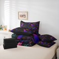 thumbnail image 6 of Manfei Lovely Cat Kitten 7pcs Bedding Comforter Set,Purple Feather Pattern Queen Bedding Sets,Cartoon Stars Print Queen Sheet Sets For Boys Girls,Luxury Bedroom Decor Reversible, 6 of 8