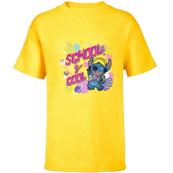 Disney Stitch School is Cool - Short Sleeve T-Shirt for Kids - Customized-Yellow