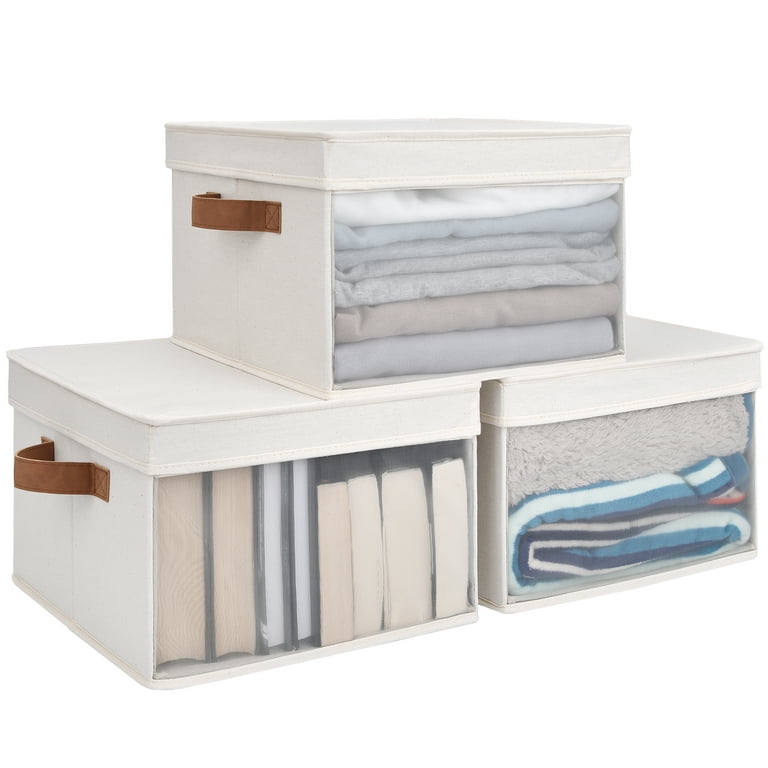 Gray Stackable Storage Bins, Collapsible Storage Bins for Bedroom