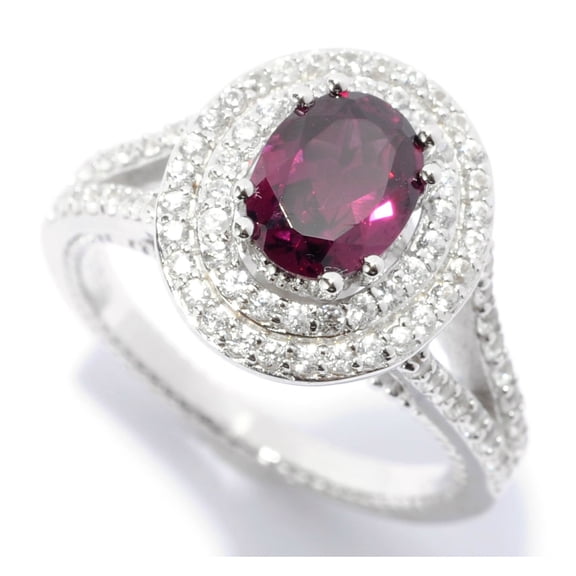 Rhodium Over Sterling Silver 1.4Ctw Rhodolite, White Zircon Ring