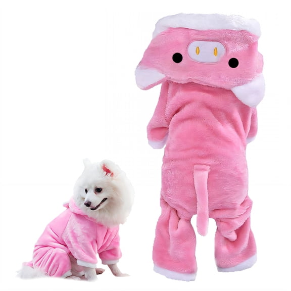 GASTROPOD Dog Onesie for Small Dogs, Ultra-Soft Coral Fleece Pet Pajamas, Thermal Winter Sweater for Indoor Sleep, Pink, XS