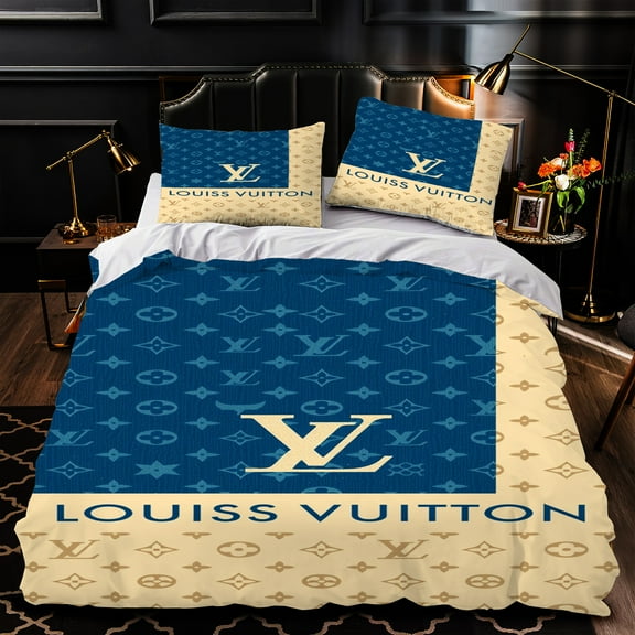 Elegant 3-Piece Pattern Duvet Cover Set in Blue & Beige - Stylish Bedding with Matching Pillowcases for a Chic Bedroom Decor