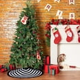 thumbnail image 6 of 23 Inch Black & White Christmas Tree Skirt, Annual Rings Tree Mat with Pom Poms for Xmas Tree Halloween Indoor Home Holiday Party Christmas Decorations, 6 of 9