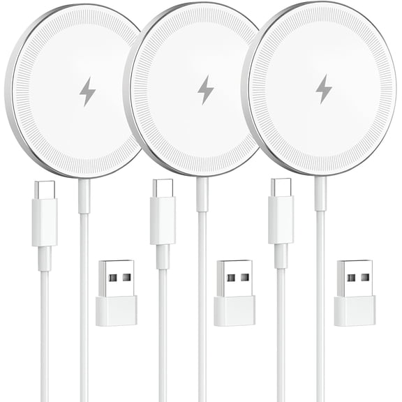 3Pack Magnetic Wireless Charger Pad 15W Fast Qi Slim Portable Charging Pad for iPhone 17/17 Pro/17 Pro Max/Air/16 15 14 13 12 Pro Max Plus mini - AirPods 4 3 2 Pro 3 - Strong Magnet & Case-Friendly